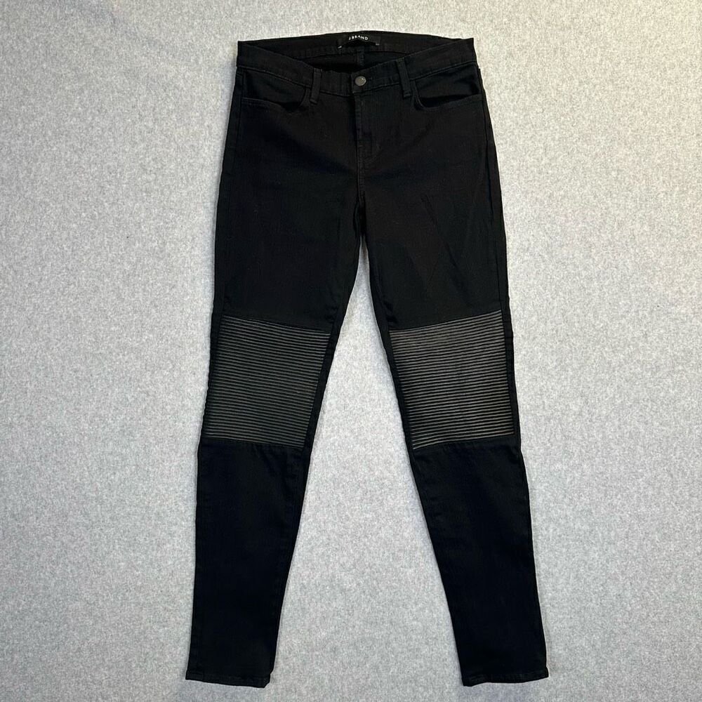 J Brand Womens 28 Nicola Moto Ankle Skinny Jeans in Hewson Black